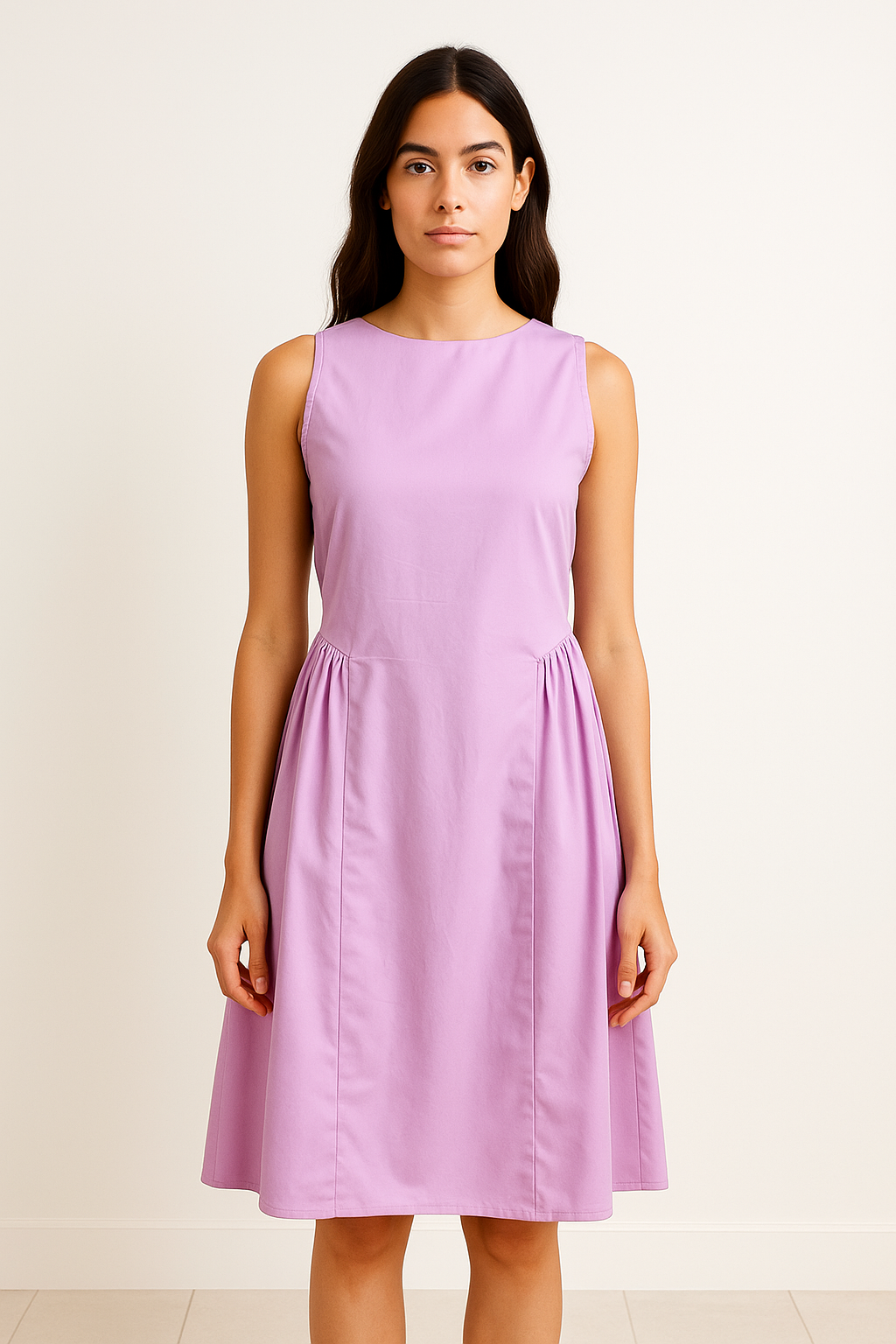 Sleeveless Cotton Fit-and-Flare Dress