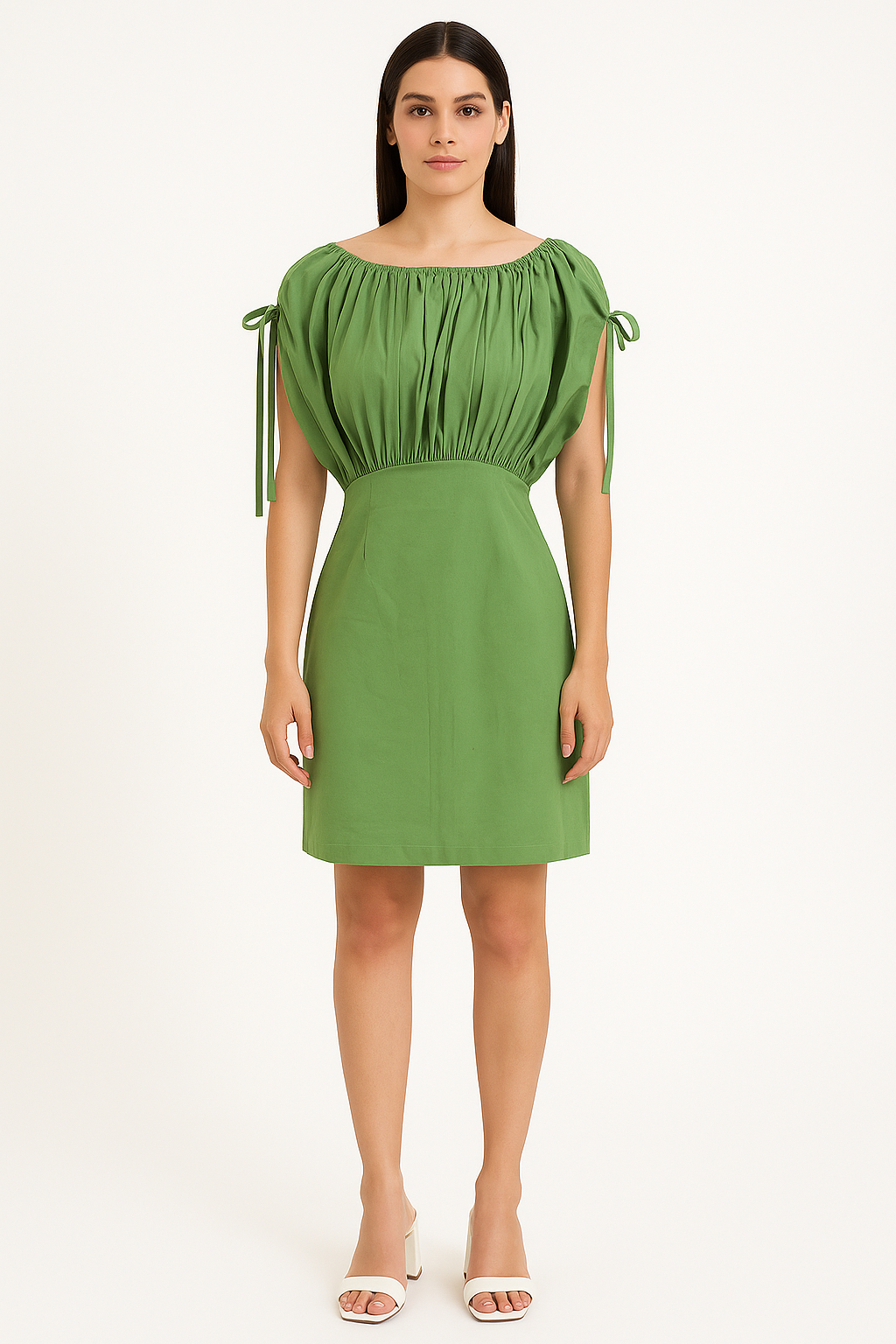 Gathered Puff Sleeve Dress