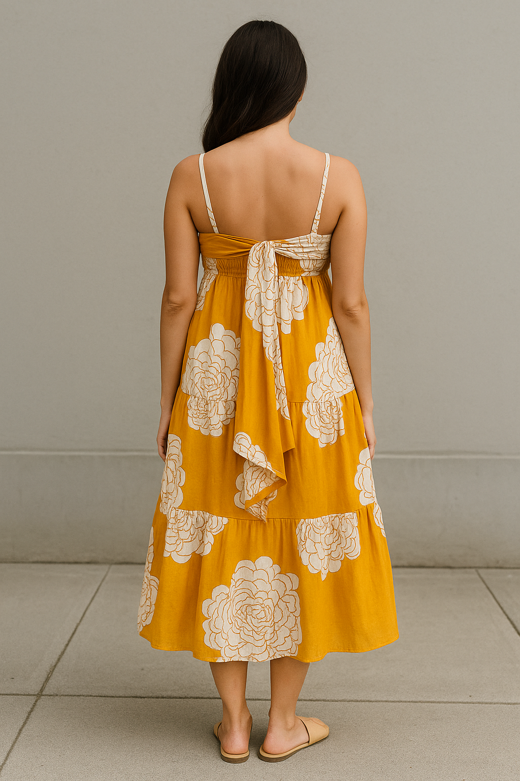 Mango Floral Tiered Cotton Dress