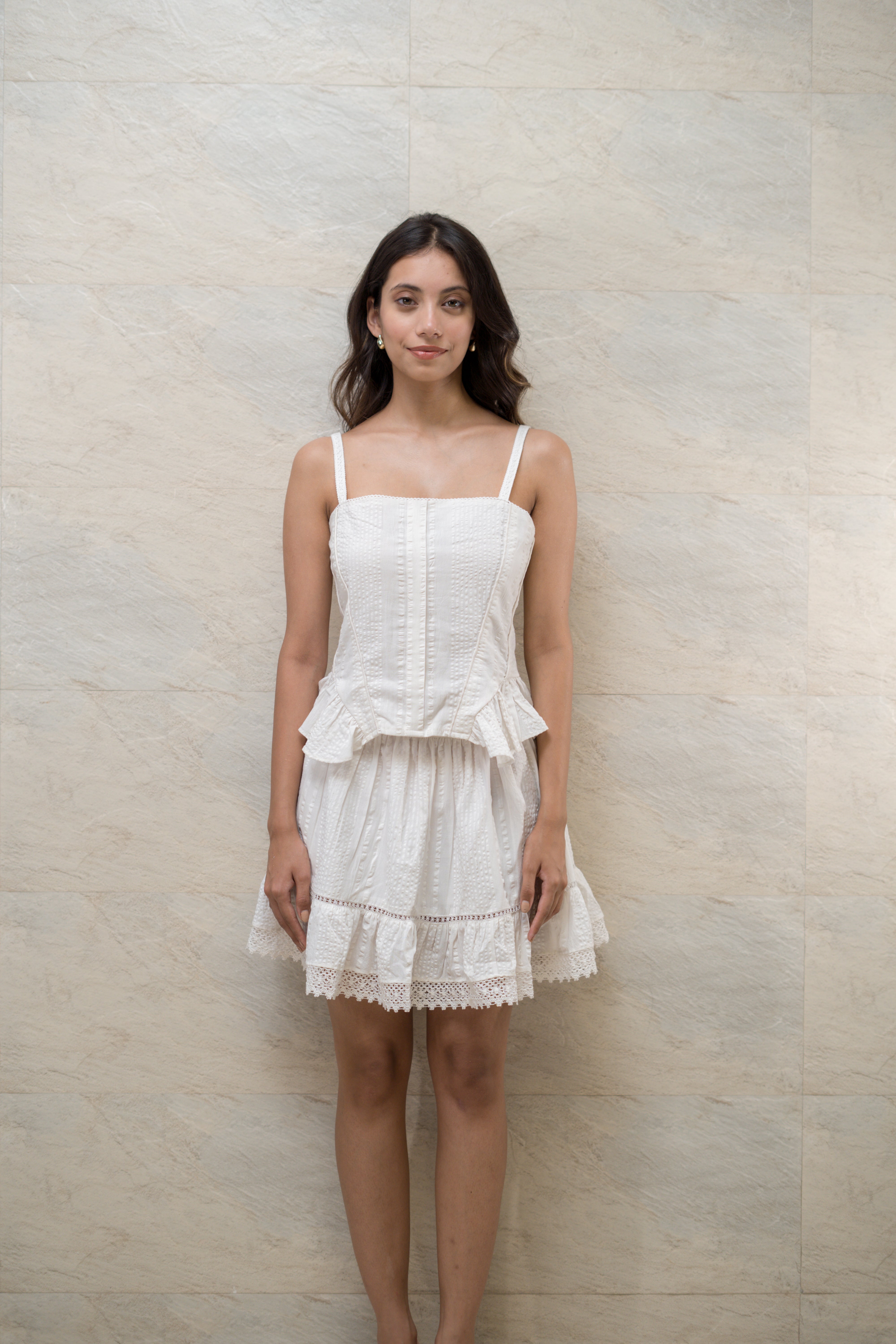 White Peplum Twin Set