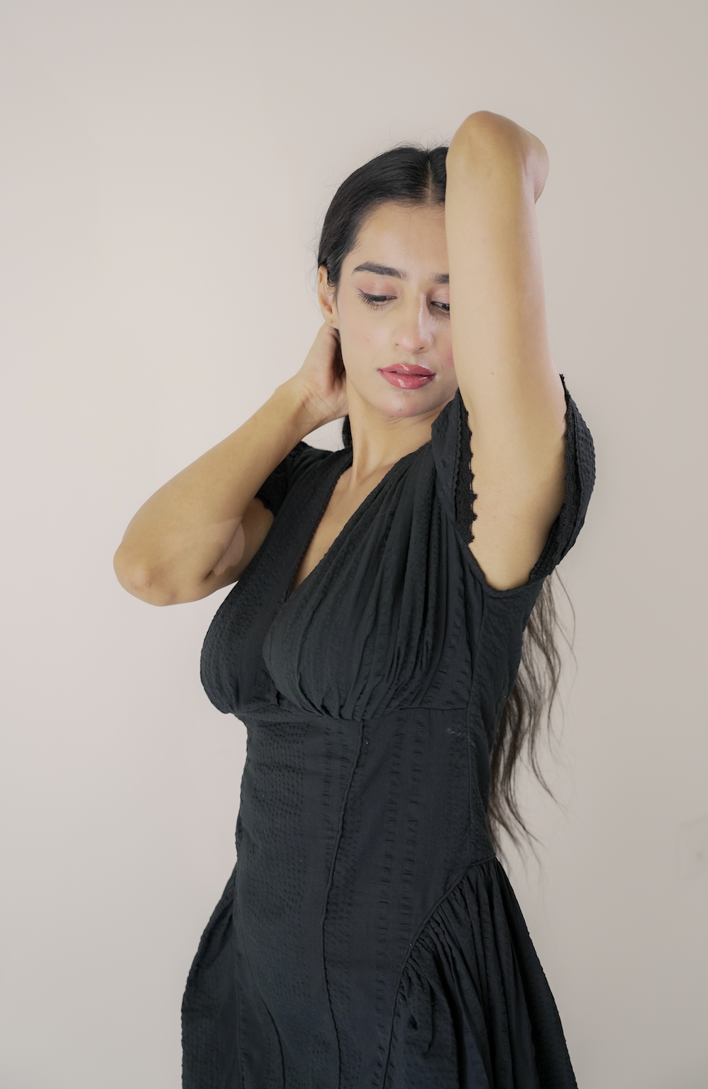 Black Dobby Mini Dress