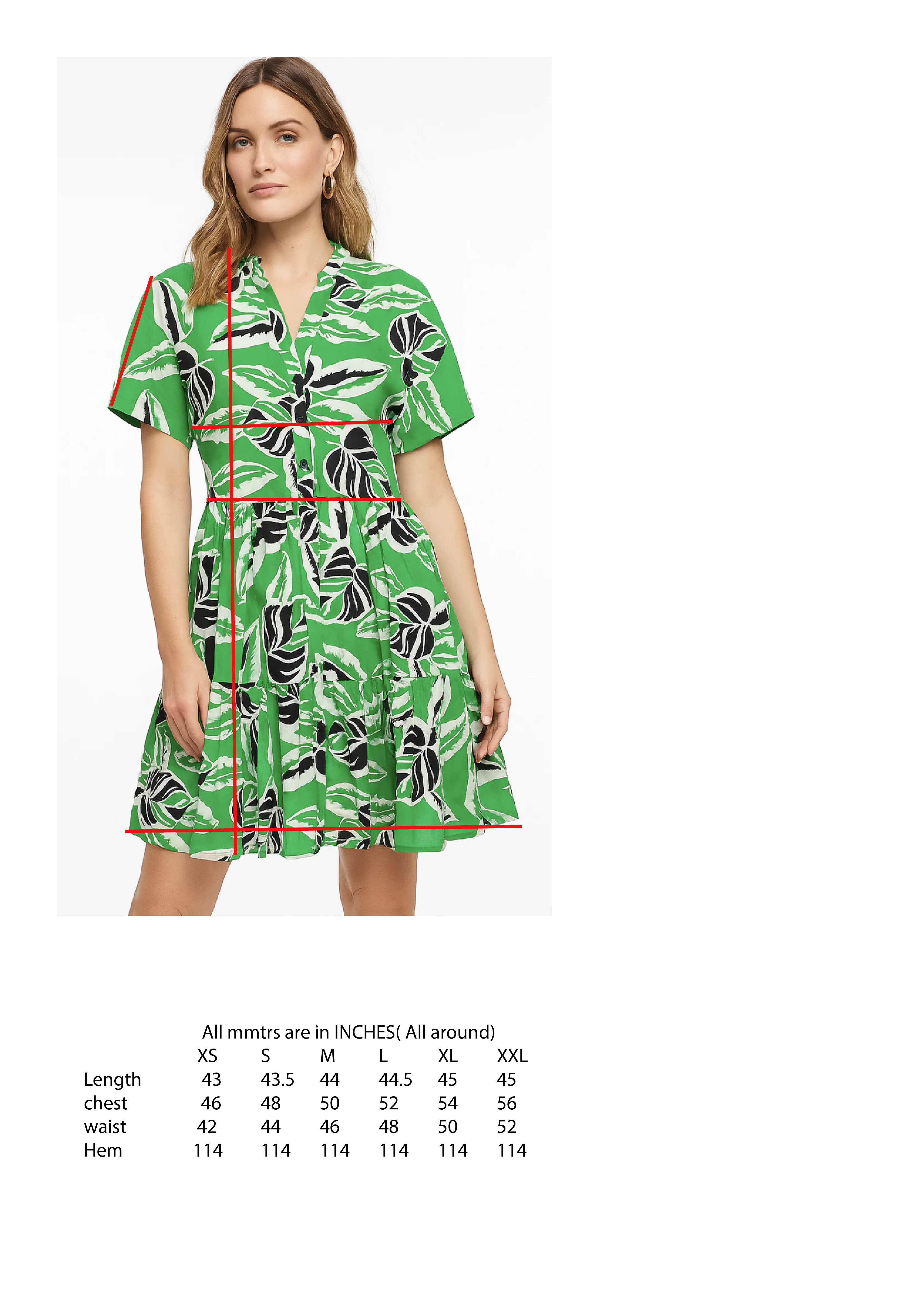 Tropical Leaf Print Button-Front Dress