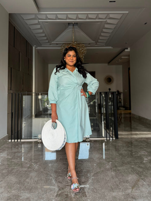 Ring Detail Midi Dress – Mint Green