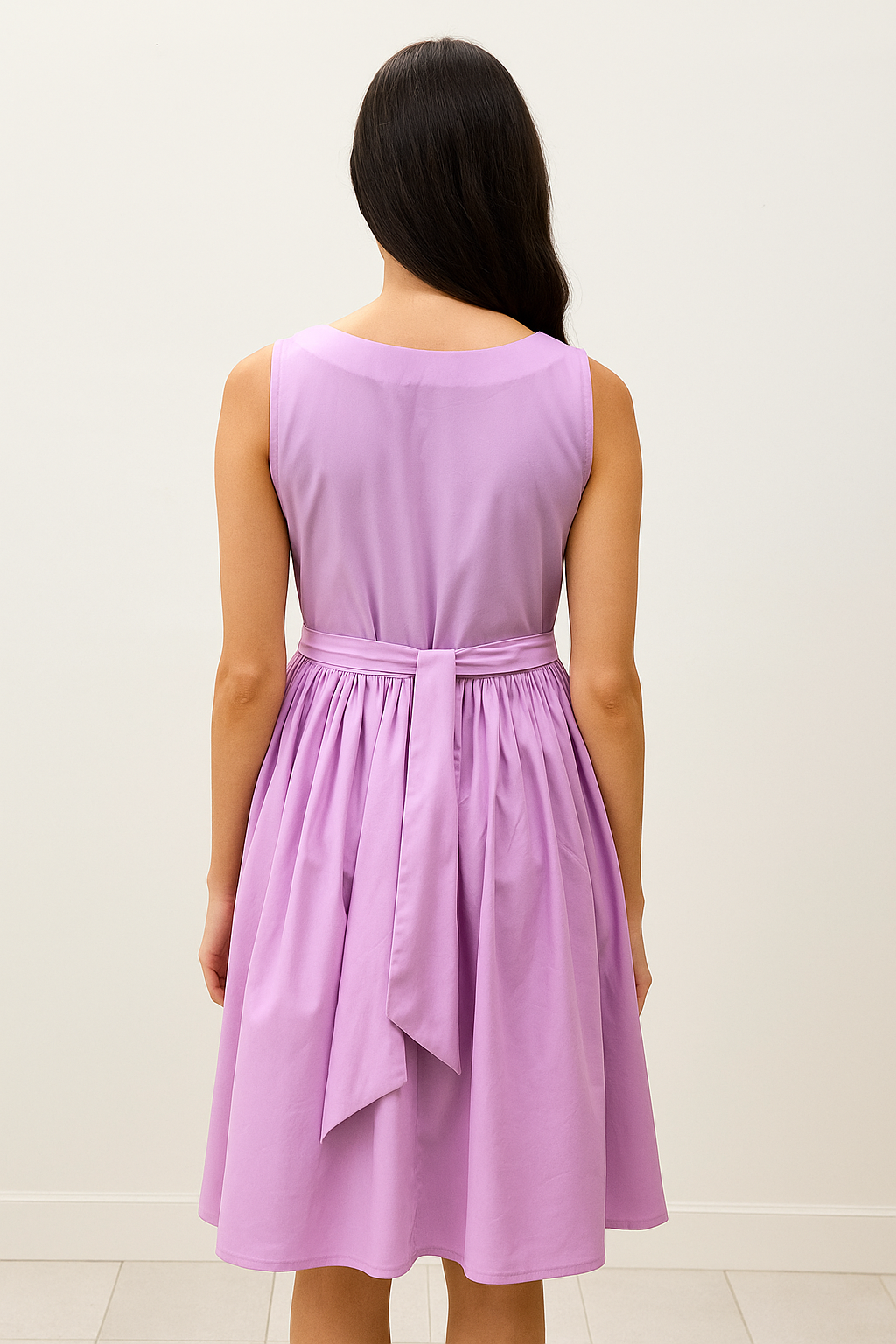 Sleeveless Cotton Fit-and-Flare Dress