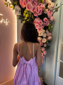Lavender Tiered Midi Dress with back Tie
