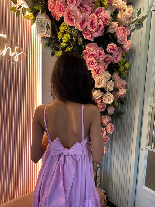 Lavender Tiered Midi Dress with back Tie