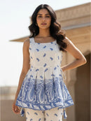 Blue Paisley Peplum Top