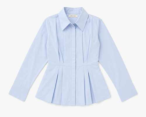 Pleated Waist Shirt – Powder Blue