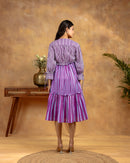 Lilac Striped Tiered Midi Dress