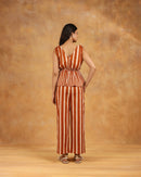 Brown Striped Peplum Co-ord Set