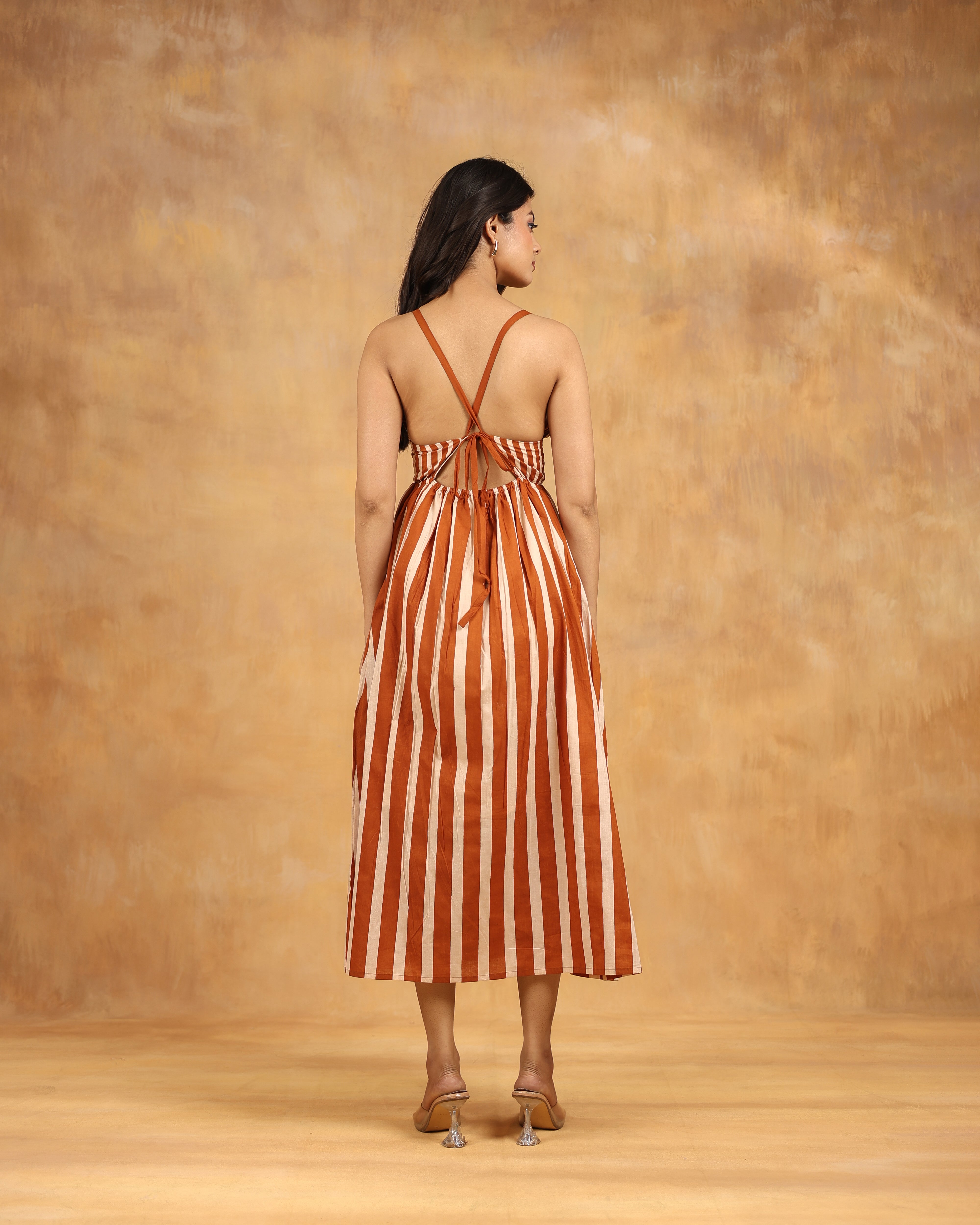 Brown Striped Maxi Dress