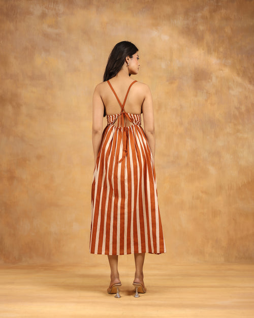 Brown Striped Maxi Dress