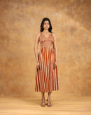 Brown Striped Maxi Dress