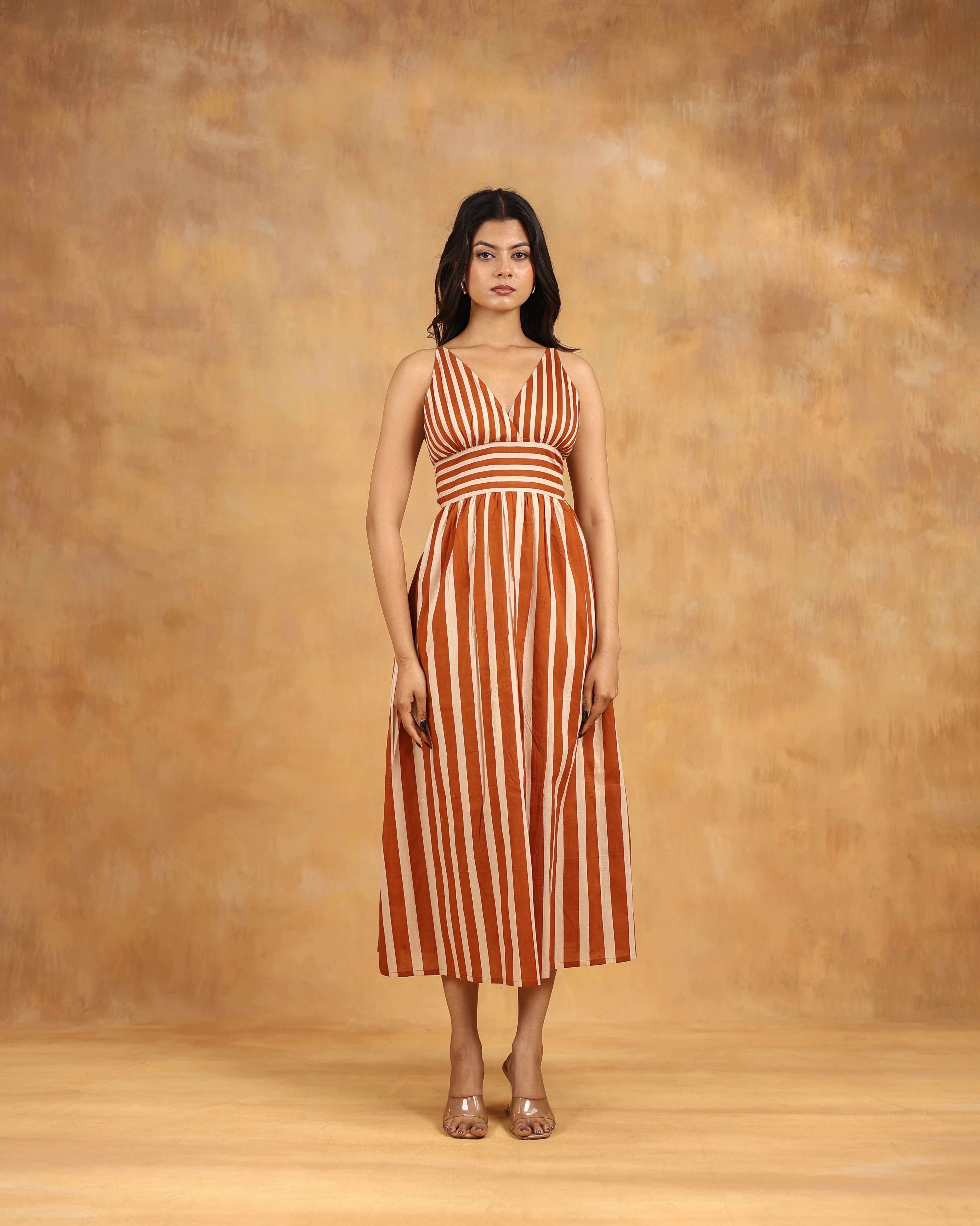 Brown Striped Maxi Dress