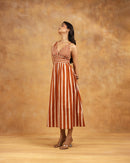 Brown Striped Maxi Dress