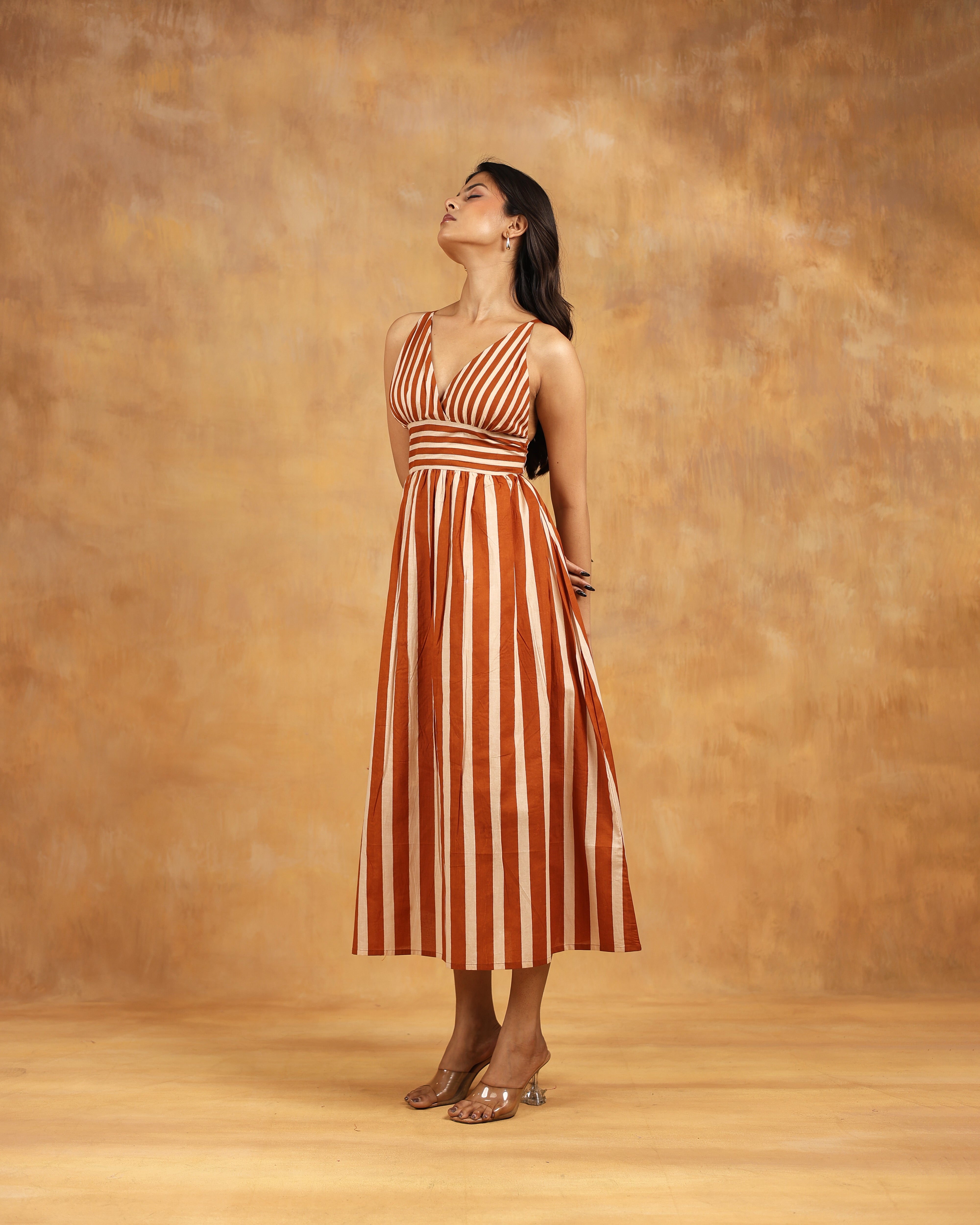 Brown Striped Maxi Dress