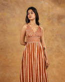 Brown Striped Maxi Dress