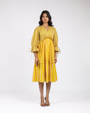 Sunlit Stroll Yellow Striped Midi Dress