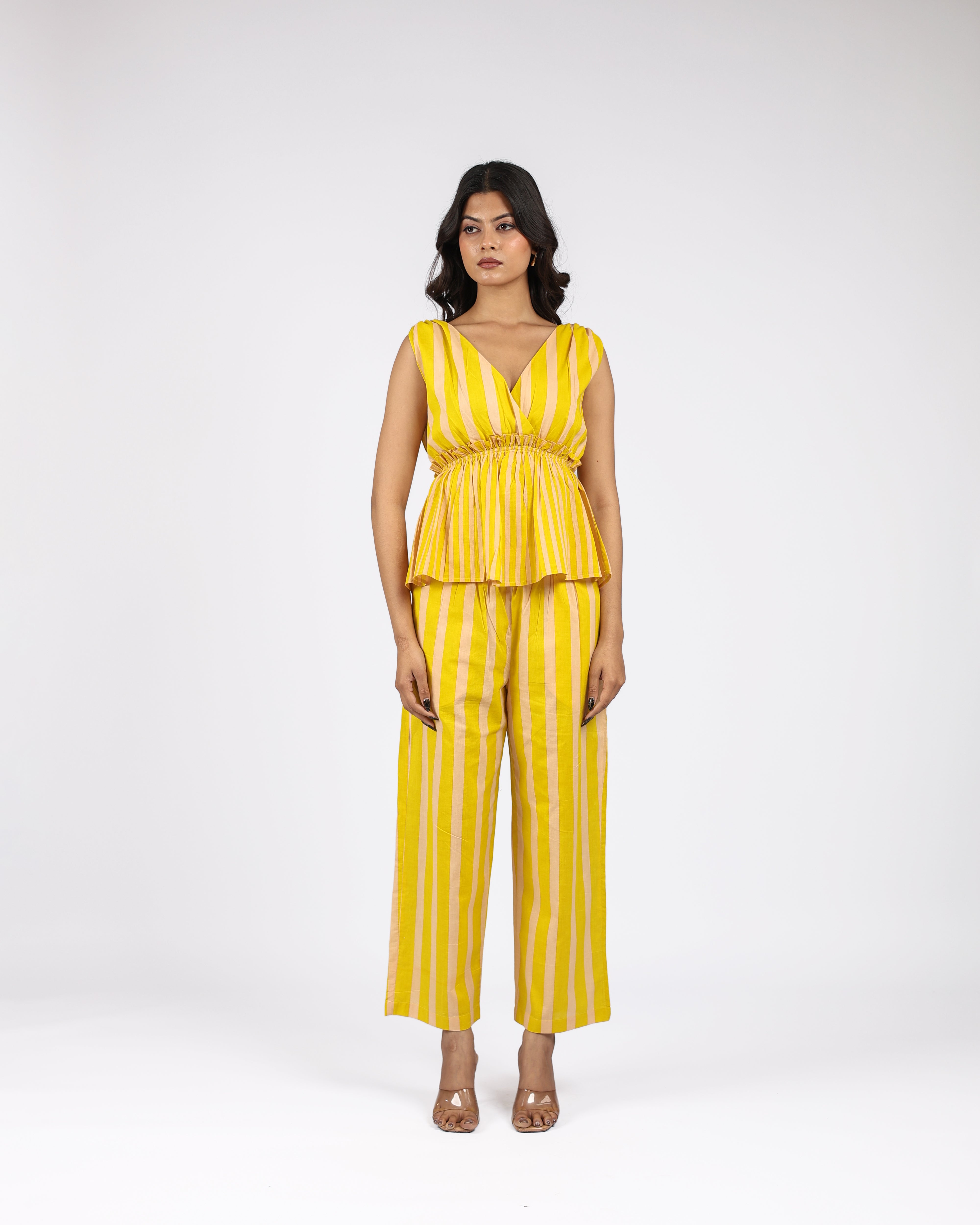 Mustard & White Striped Co-Ord Set