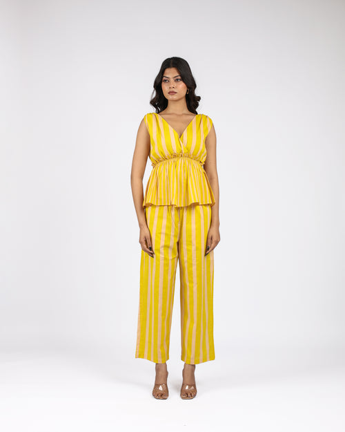 Mustard & White Striped Co-Ord Set