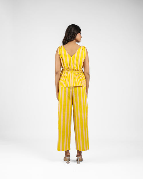 Mustard & White Striped Co-Ord Set
