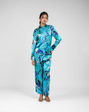 Abstract Print Satin Twin Set