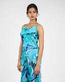 Abstract Print Slip Midi Dress