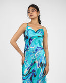 Abstract Print Slip Midi Dress