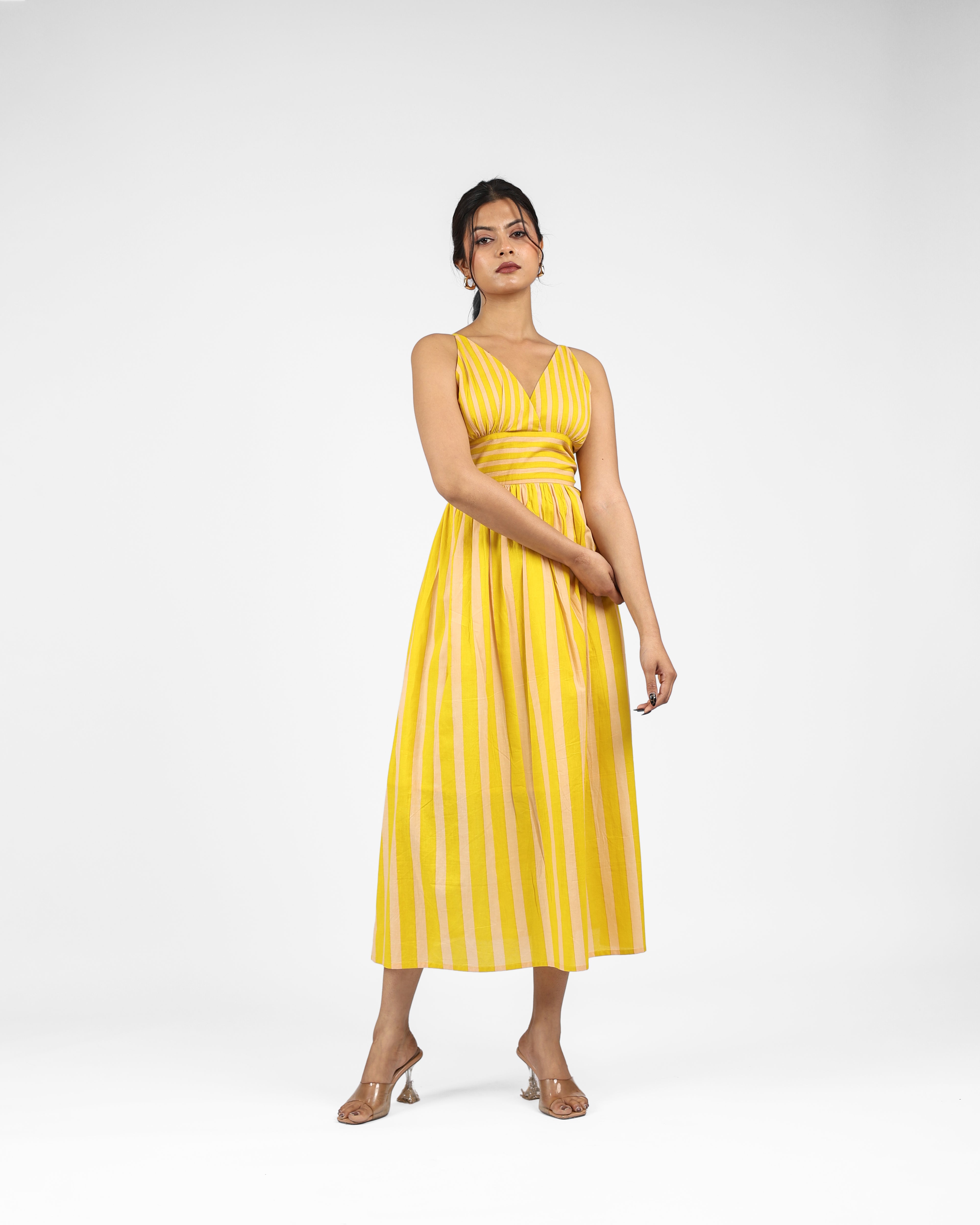 Musturd- White Stripe Dress