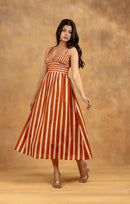 Brown Striped Maxi Dress