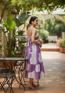 Violet Floral Tiered Cotton Dress