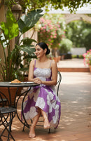 Violet Floral Tiered Cotton Dress