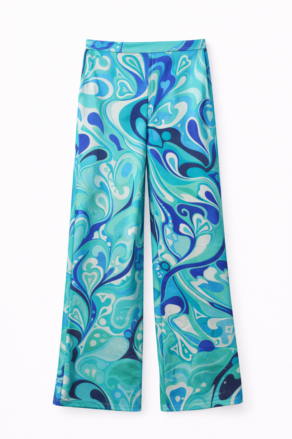 Abstract Print Satin Twin Set