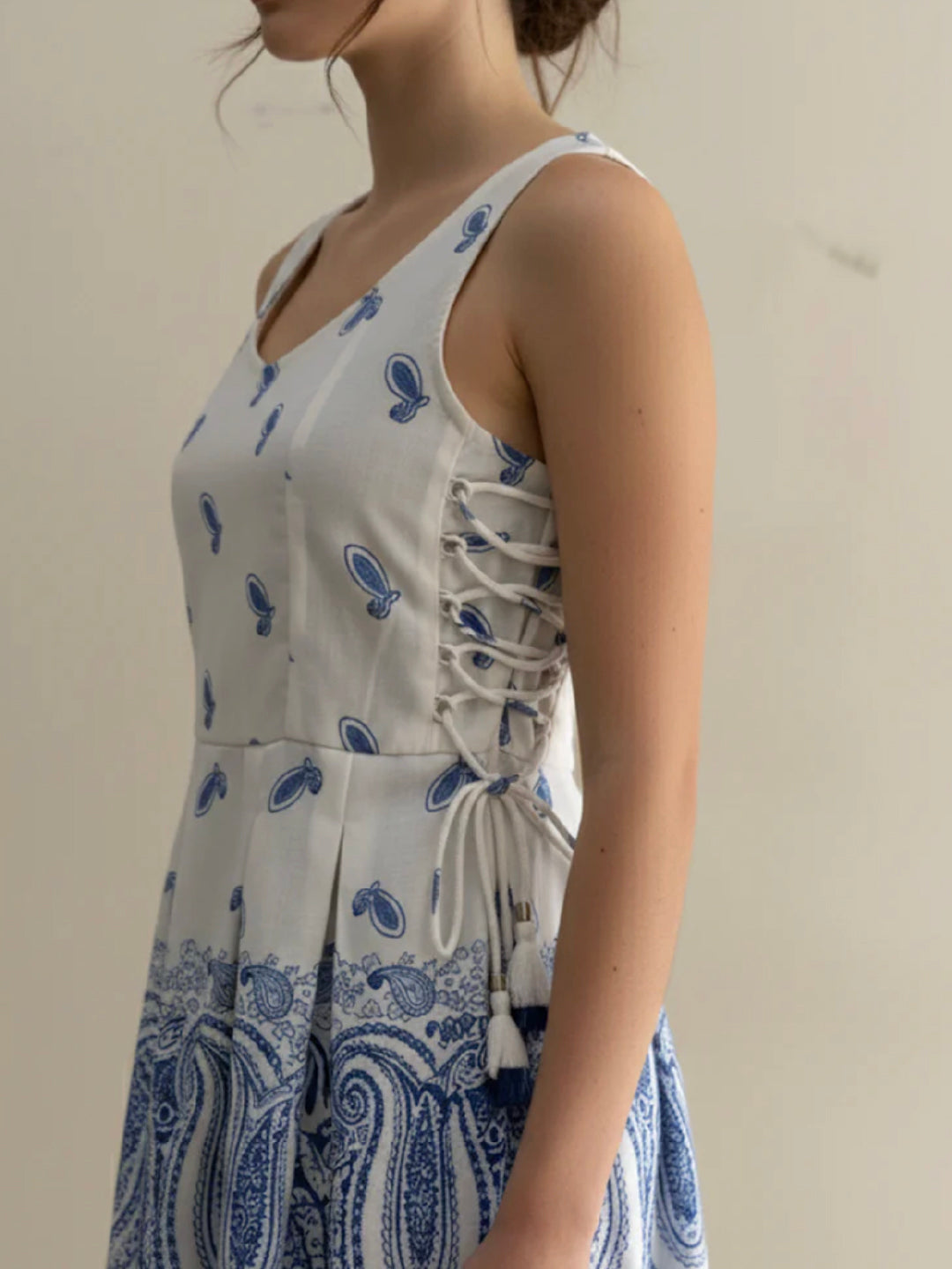 Blue Paisley Peplum Top