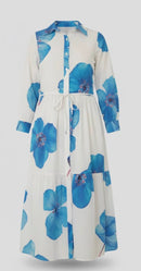 Blue Bloom Button-Down Midi Dress