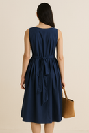Sleeveless Cotton Fit-and-Flare Dress