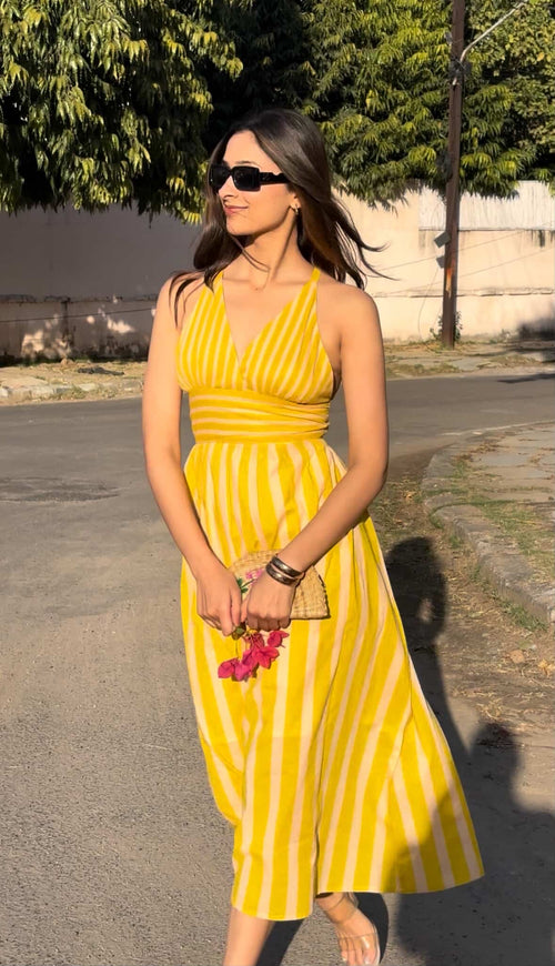 Musturd- White Stripe Dress