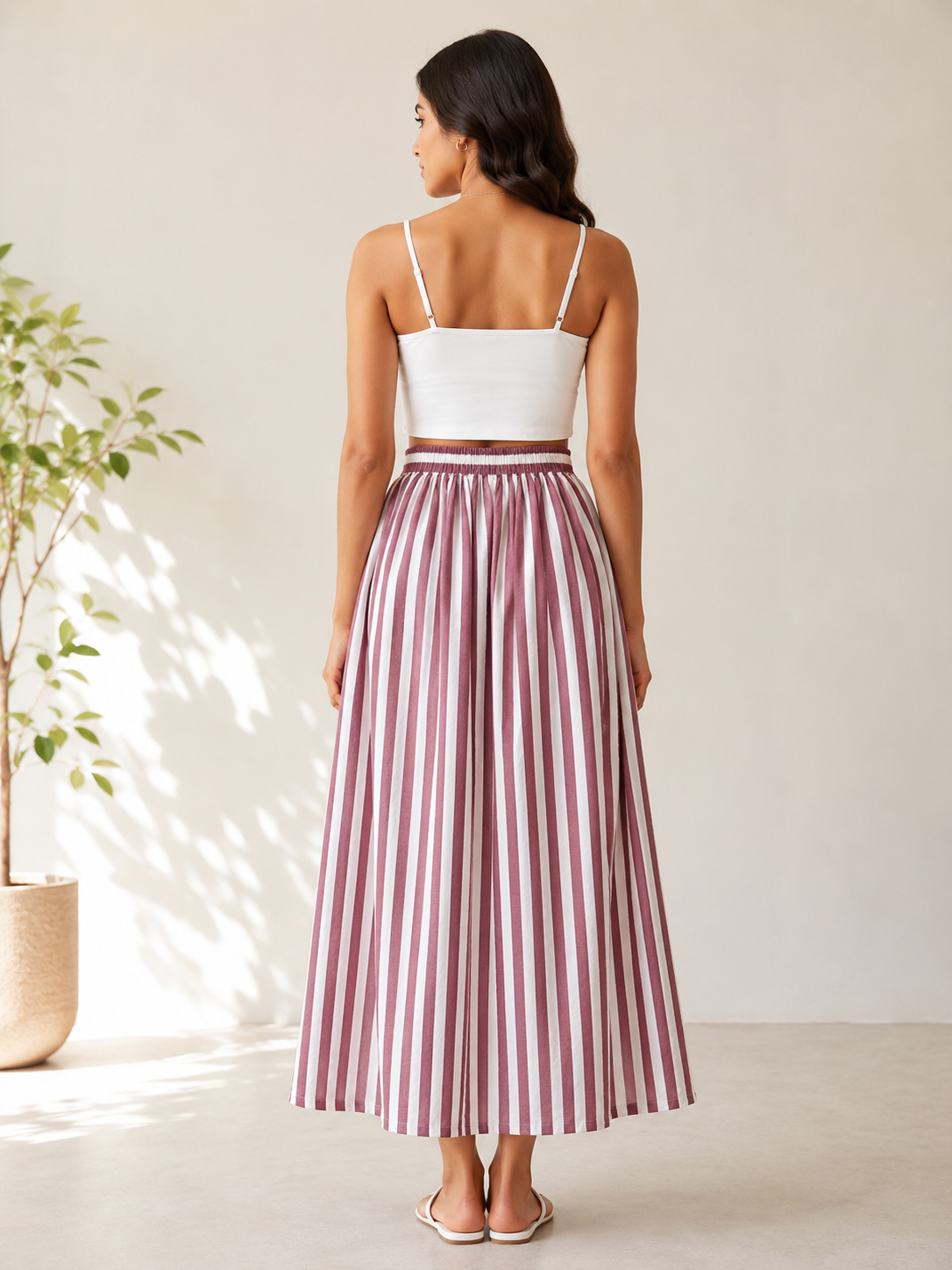 Rosé Stripe Maxi Skirt