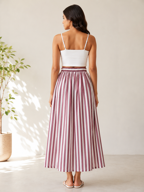 Rosé Stripe Maxi Skirt