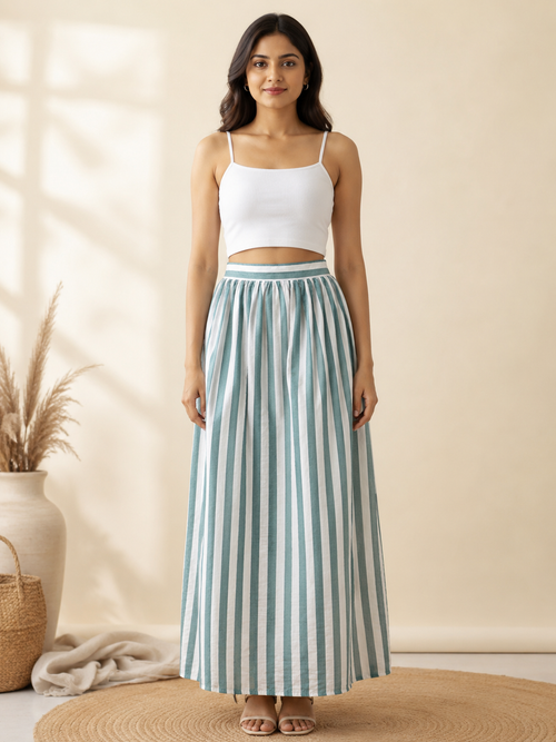 Sea Breeze Stripe Maxi Skirt