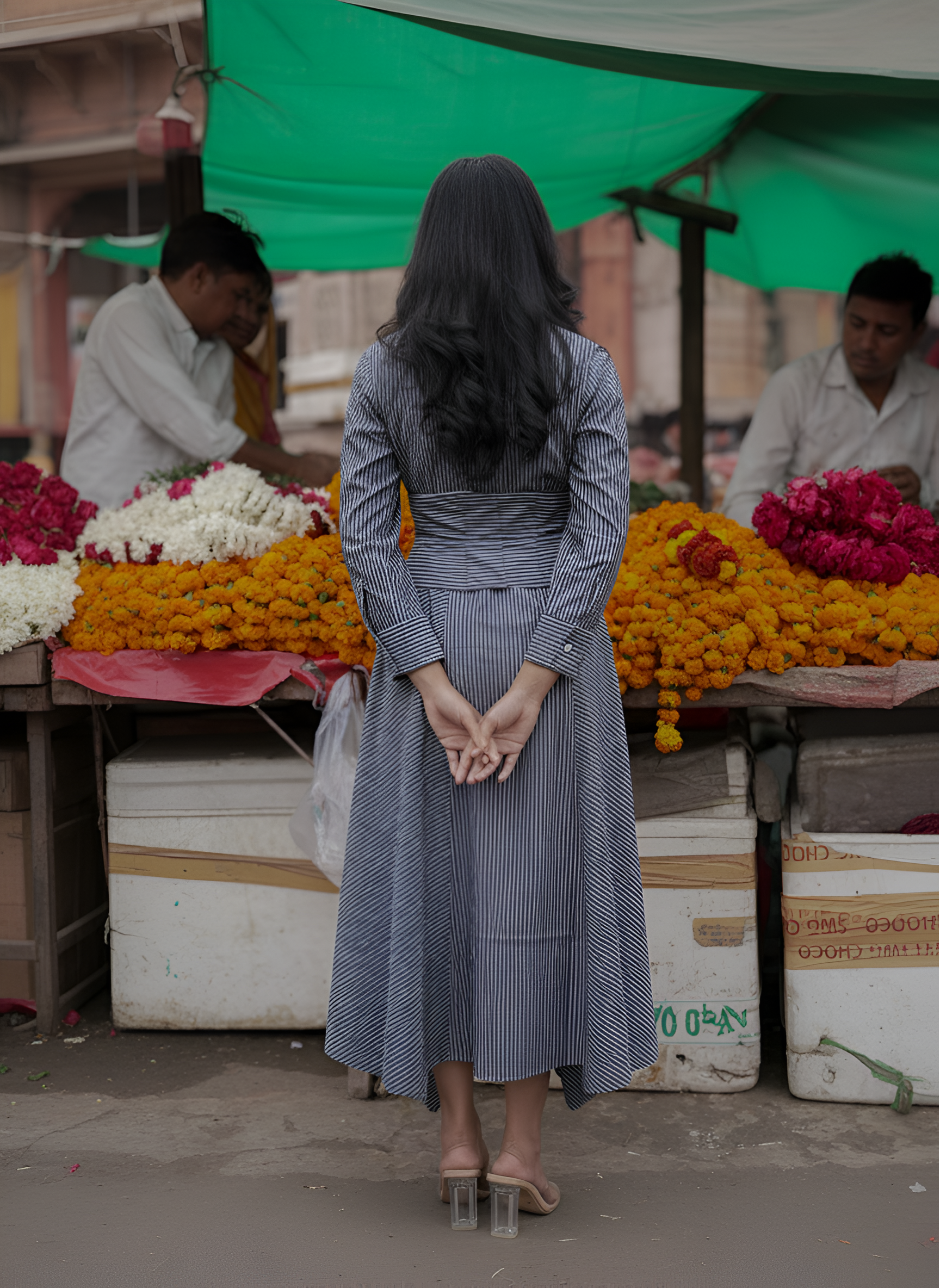 The Signature Striped Tie-Front Shirtdress