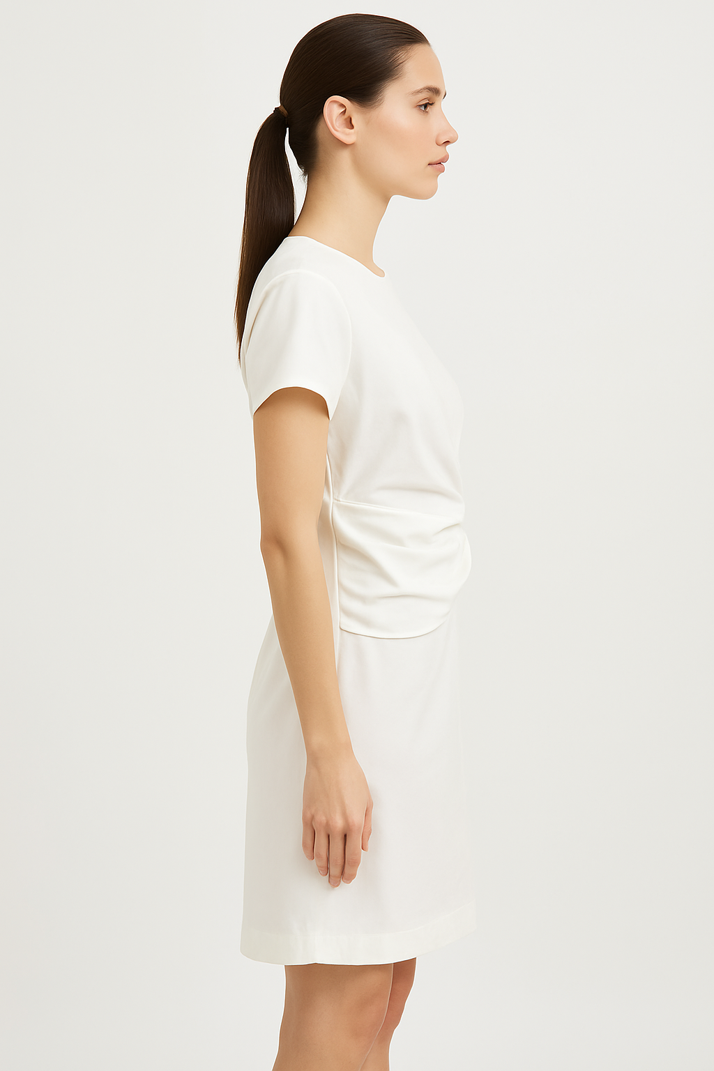 The Draped Knotted Dress — Off-White Elegance
