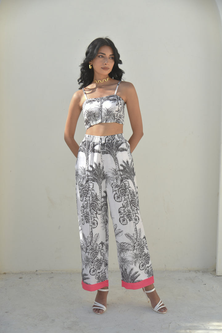 Noir Breeze - Tropical Monochrome Co-ord Set