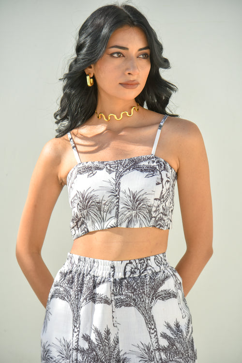 Noir Breeze - Tropical Monochrome Co-ord Set
