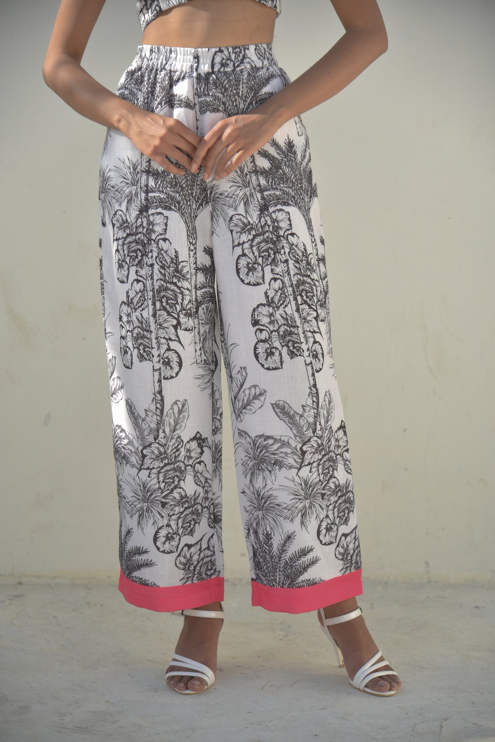 Noir Palm - Monochrome Tropical Trouser