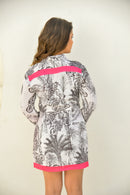 Noir Luxe - Monochrome Tropical Shirt Dress