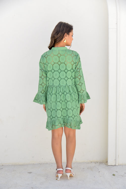 Sage Green Eyelet Tunic Dress with Singlet
