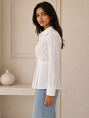 Pleated Waist Shirt – White