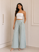 Sage Green Striped Wide-Leg Trousers