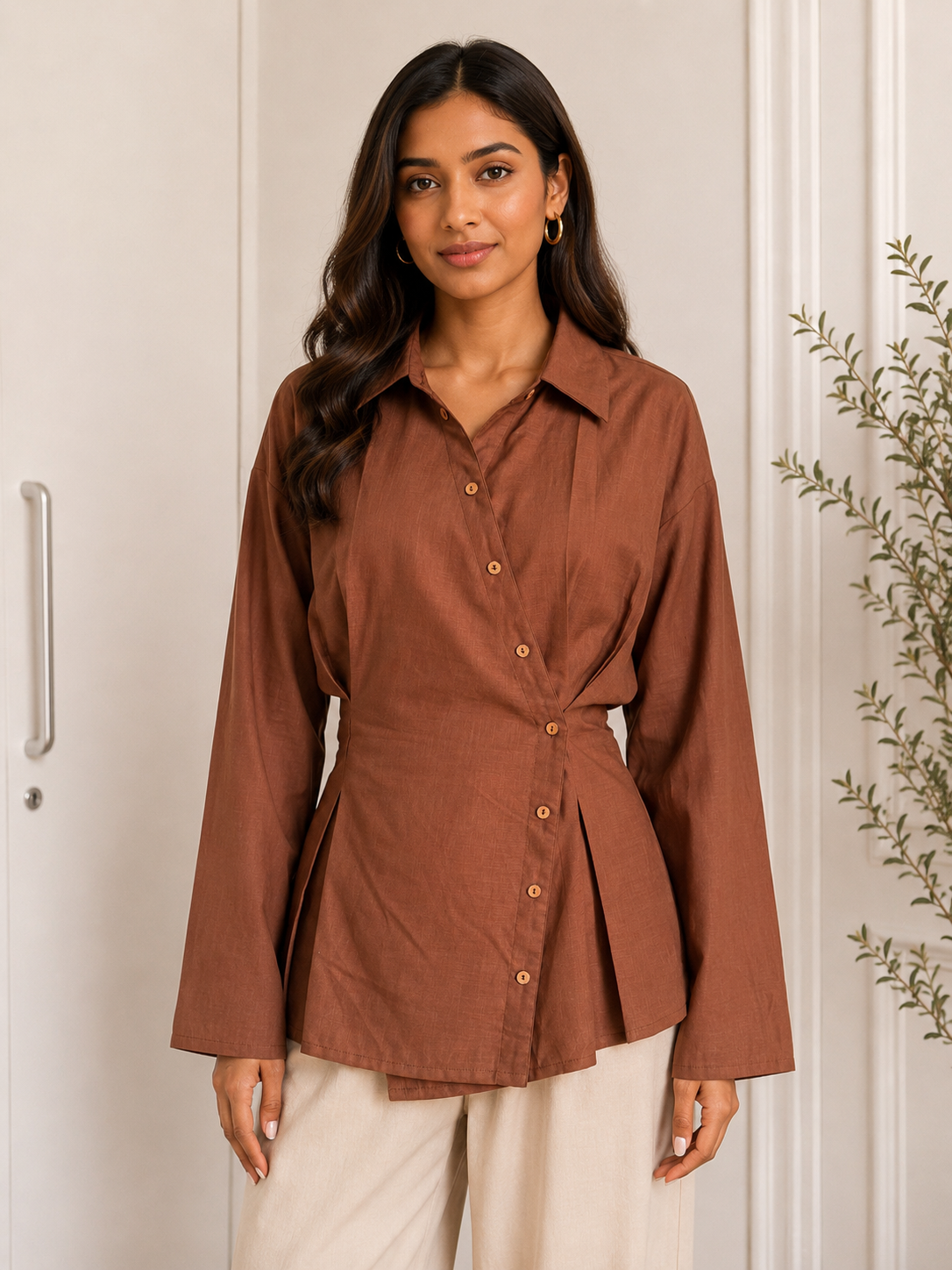 Cocoa Tailored Wrap Shirt